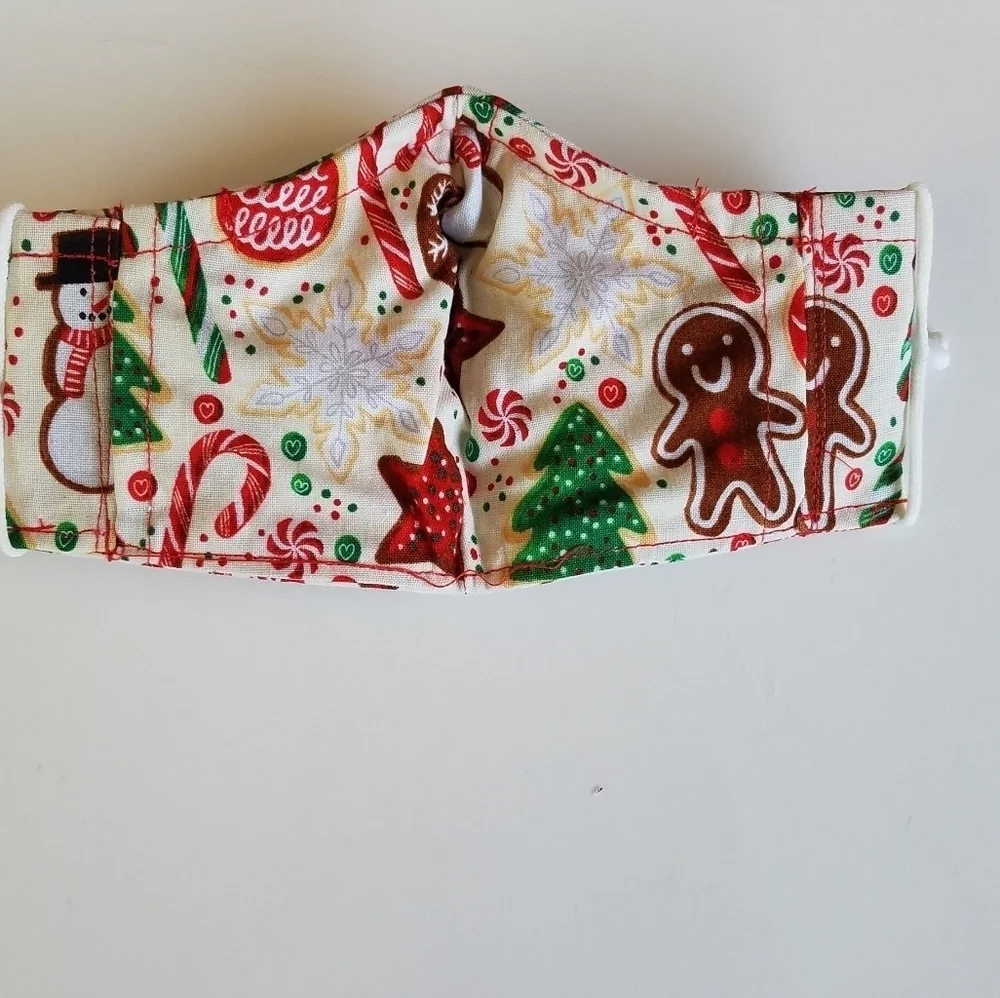 Handmade Face Mask Christmas Gingerbread Kids Beige Background Ages (3-6)